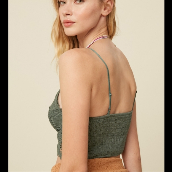 Sale🥰 Listicle Black Lace Crochet Lace Bralette With Smocked Back - Picture 4 of 4